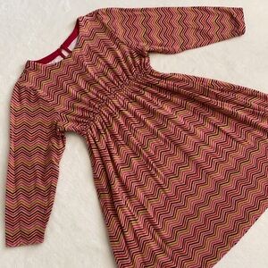 Pink Chicken Kids | Betsy Cerise Pink Zigzag Zig Zag Stripe Long Sleeve Dress 8